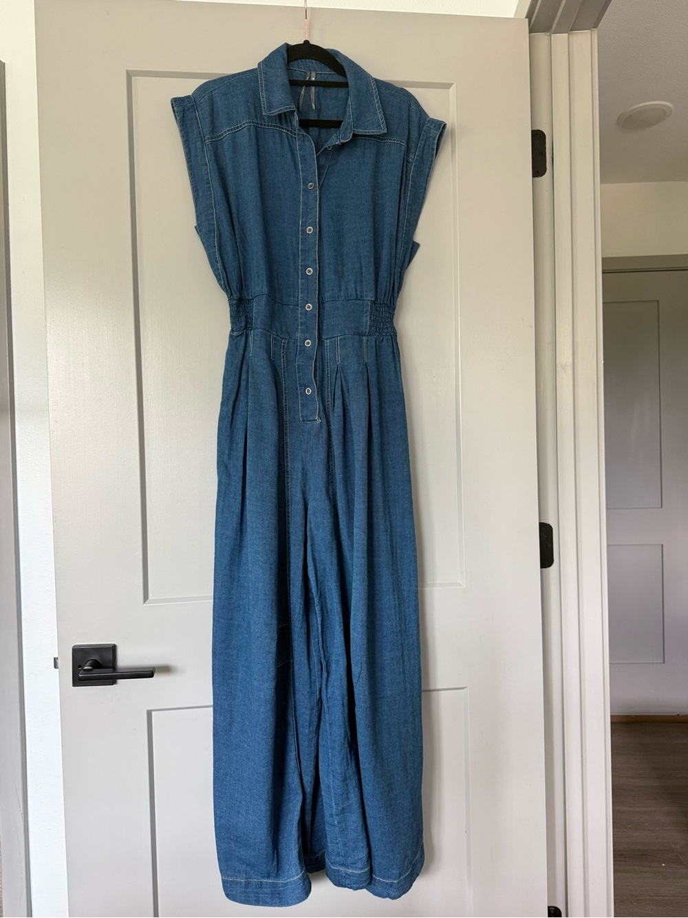 Anthropologie 100% Cotton Wide Leg Jumpsuit - XS in Dark Denim - Picture 4 of 16